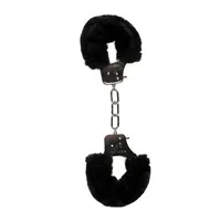 Furry handcuffs metalowe kajdanki  z czarnym futerkiem