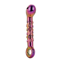 Ribbed G-Spot szklane dildo z wypustkami