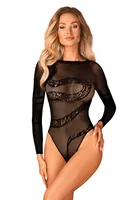 B137 czarne siateczkowe body z odkrytym  kroczem rozmiar S/M/L