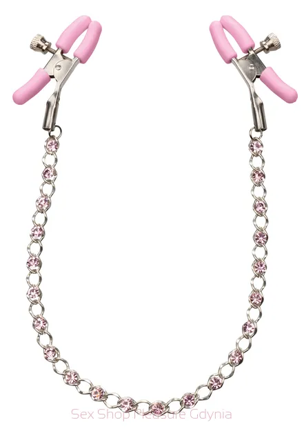 First Time Crystal Nipple Teasers  srebrno-różowe klamerki na sutki