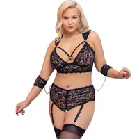 Bra Set Bondage koronkowy zestaw  z odkrytym kroczem rozmiar 3 XL