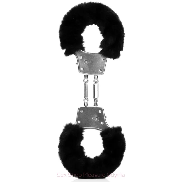 Metalowe kajdanki z czarnym futerkiem