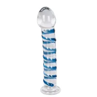 Arts Clair Bleu szklane dildo z prążkami