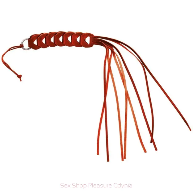 Leder 8013 czerwony bat ze skóry z przeplataną rączką