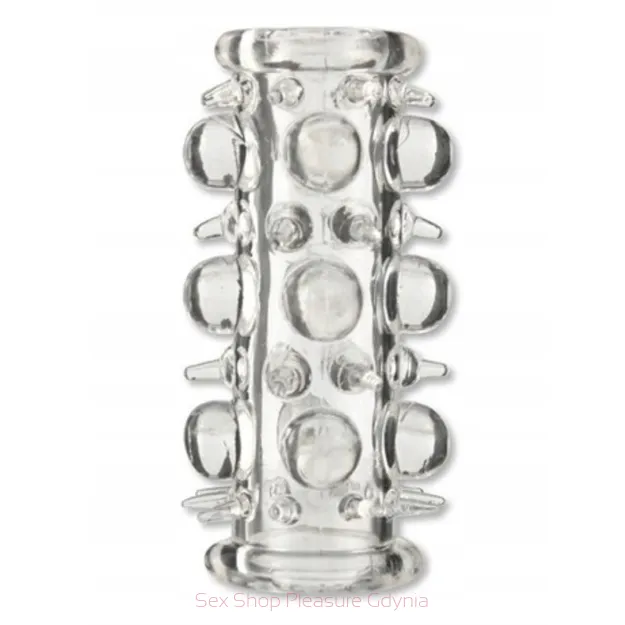Silicone Sleeve Clear nakładka na penisa  z wypustkami