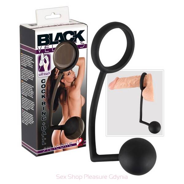 Black velvets cock ring ball Black/ Silicone