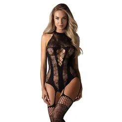 F240 czarny bodystocking rozmiar XL/XXL