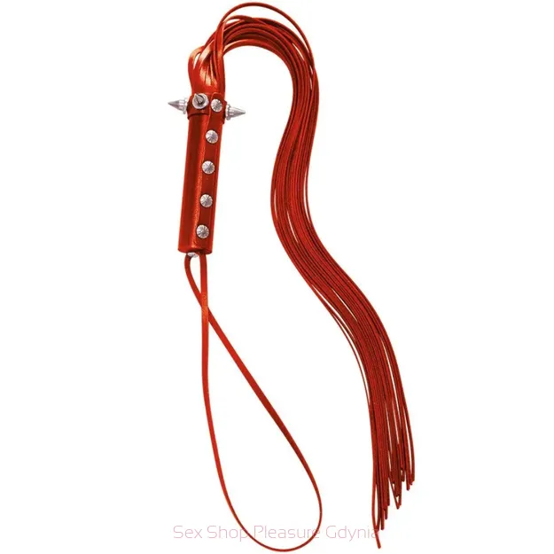 Leder 8032 Red skórzany bat z kolcami