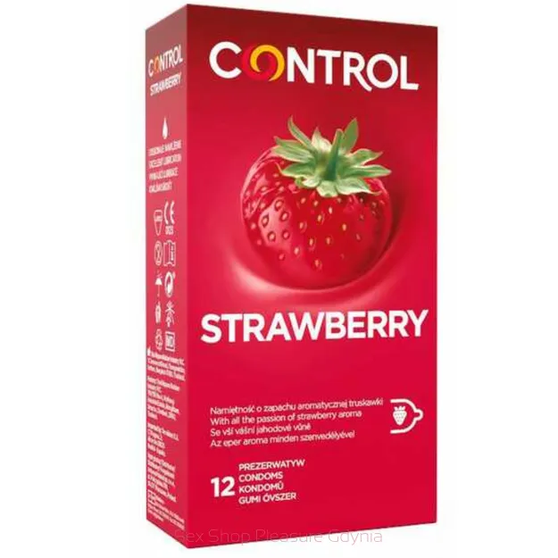 Control Strawberry prezerwatywy o smaku  truskawkowym 12 szt