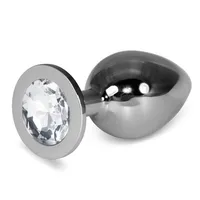 Rosebud metal plug Silver Crystal