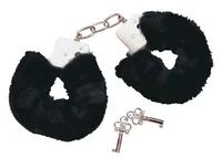 Soft cuffs metalowe kajdanki z czarnym futerkiem