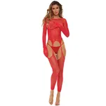 Czerwone bodystocking z cyrkoniami  rozmiar one size - 3