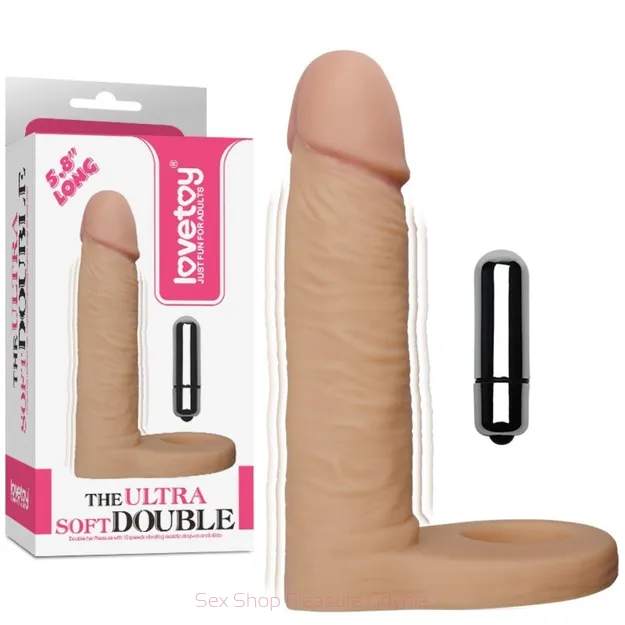 The Ultra Soft Double dildo z wibracją  do podwójnej penetracji 14,5 cm
